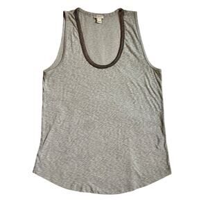 J.Crew Tank Top Oatmeal Tan Gray Studded U-Neck Sleeveless Blouse Size Medium